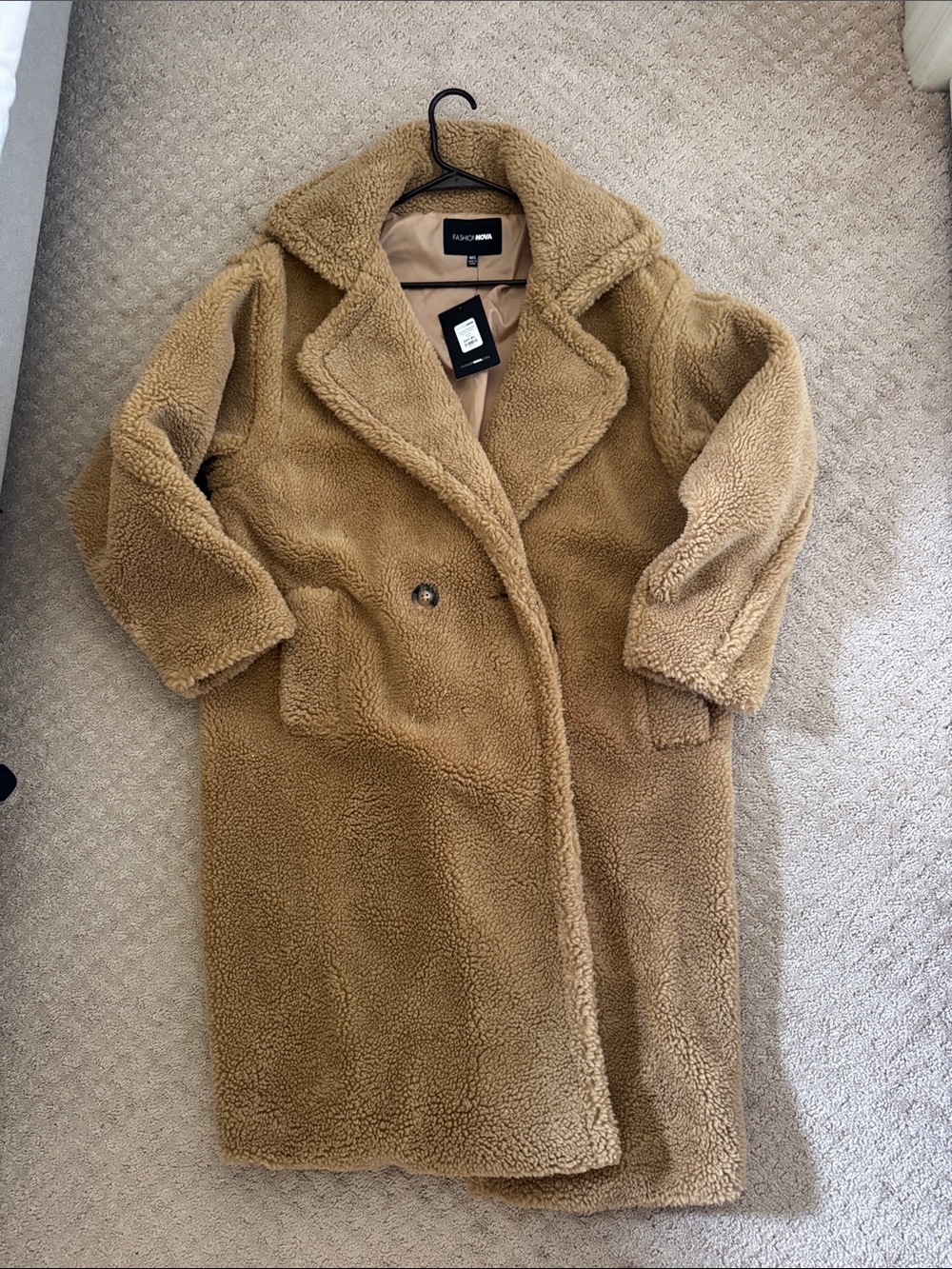 Fashion Nova Camel Teddy Coat